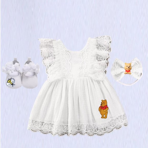 Classic Winnie the Pooh Lace Boho Birthday Outfit Dress Clothes Disney - Picture 2 of 9